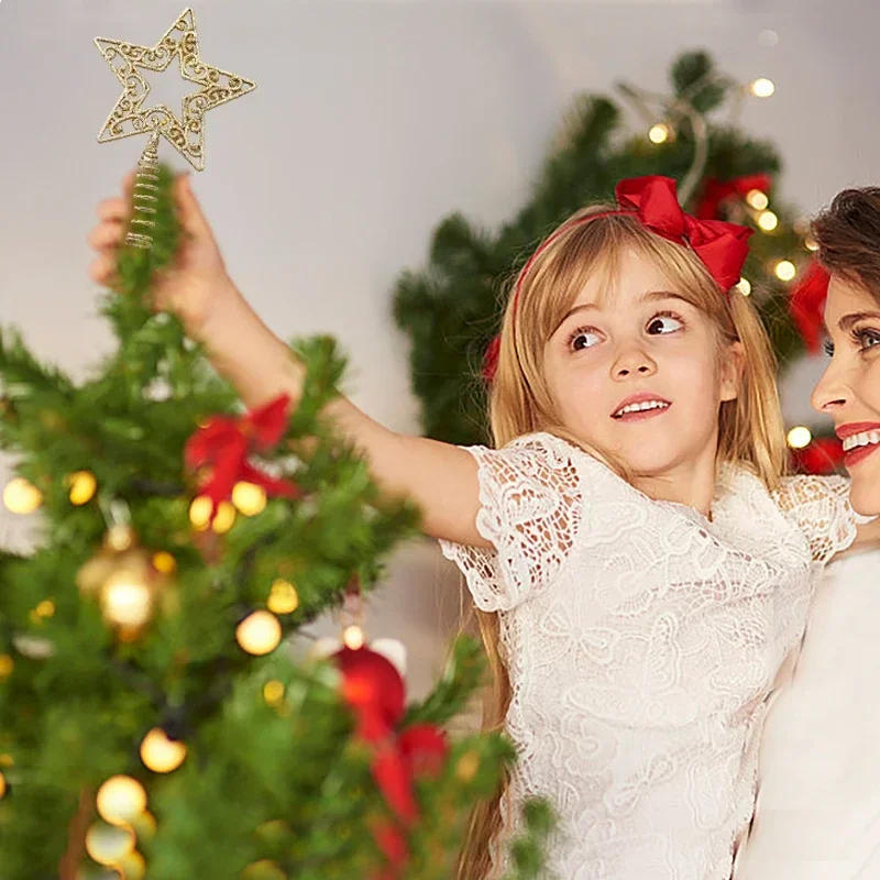 Description Picture 6 of itemChristmas Tree Toppers Star Xmas Tree Decor Ornaments Gold Silver Star Christmas Decorations For Home Xmas 2023 Navidad New Year