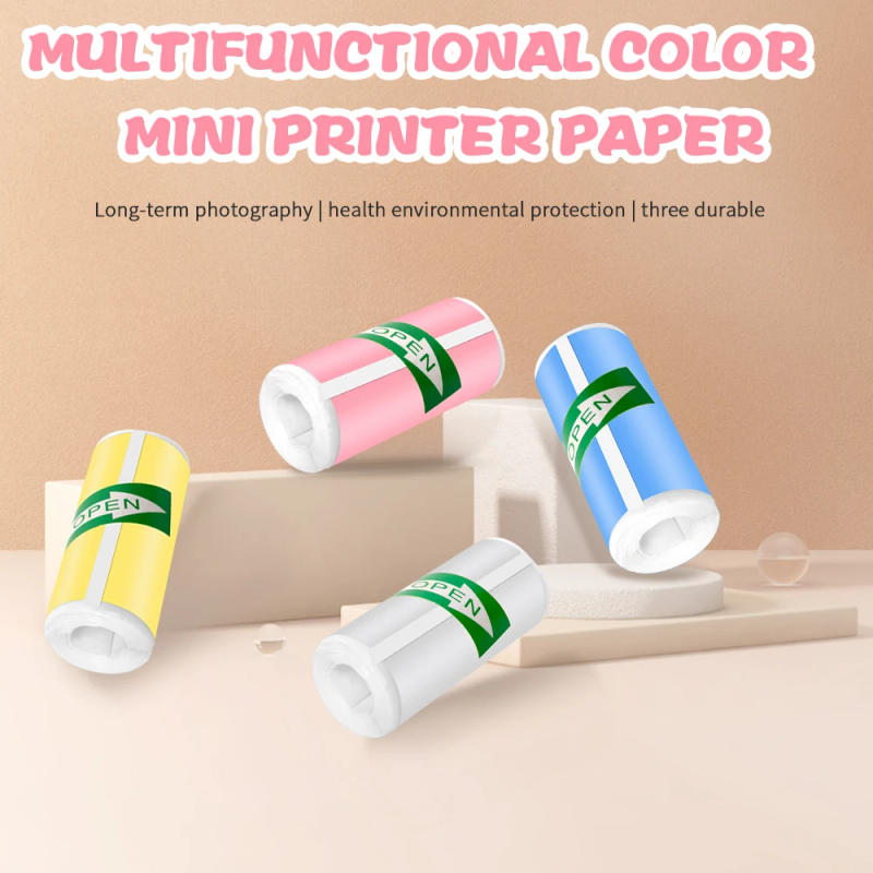 Description Picture 2 of item57*25MM HD Mini Printer Thermal Paper Self-adhesive Roll Paper Label Sticker Photo Inkless Printing Portable Printer Color Paper