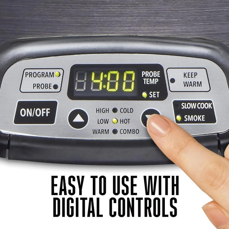 Description Picture 6 of item2-in-1 Indoor Electric Smoker & Programmable Slow Cooker, 6 Quart, With 3-Tier Smoking Rack for Meat