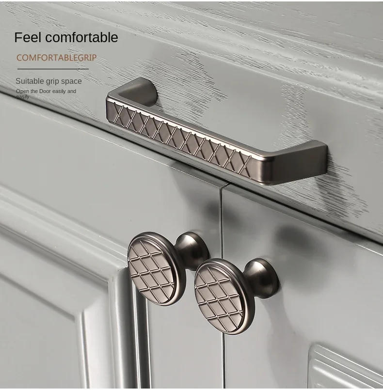 Description Picture 3 of itemModern Simple Cabinet Door Handle Kitchen Dresser Drawer Knobs Gray Chrome Black Drawer Pulls Wardrobe Furniture Handle Hardware