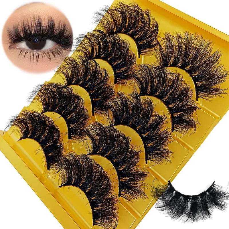 Description Picture 2 of item5 Pairs Faux Mink Lashes Dramatic Volume Thick Lashes Fluffy Long Lasting Wispy Natural False Eyelashes