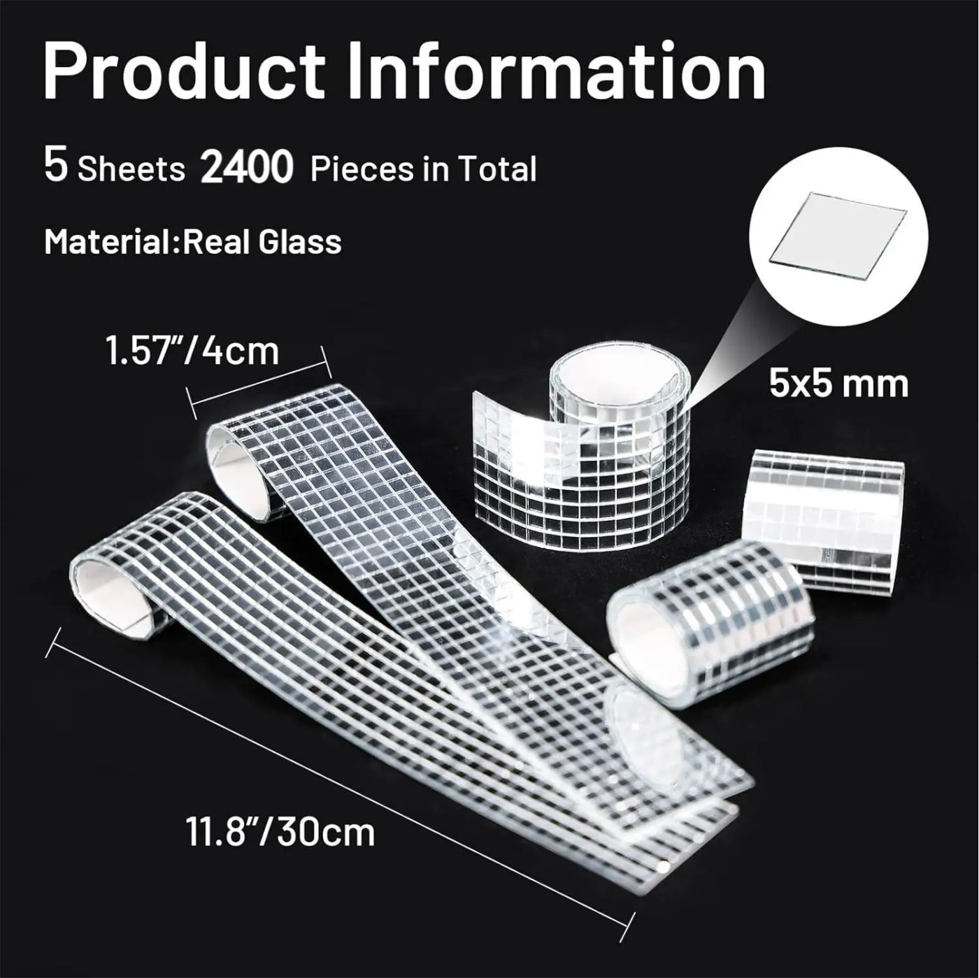 Description Picture 2 of item2400 PCS Disco Tiles, 5 x 5 mm Self Adhesive Disco Mirror Tiles,  DIY Disco Ball,  Cowboy Hat, Vase, Bottle, Interior Decoration