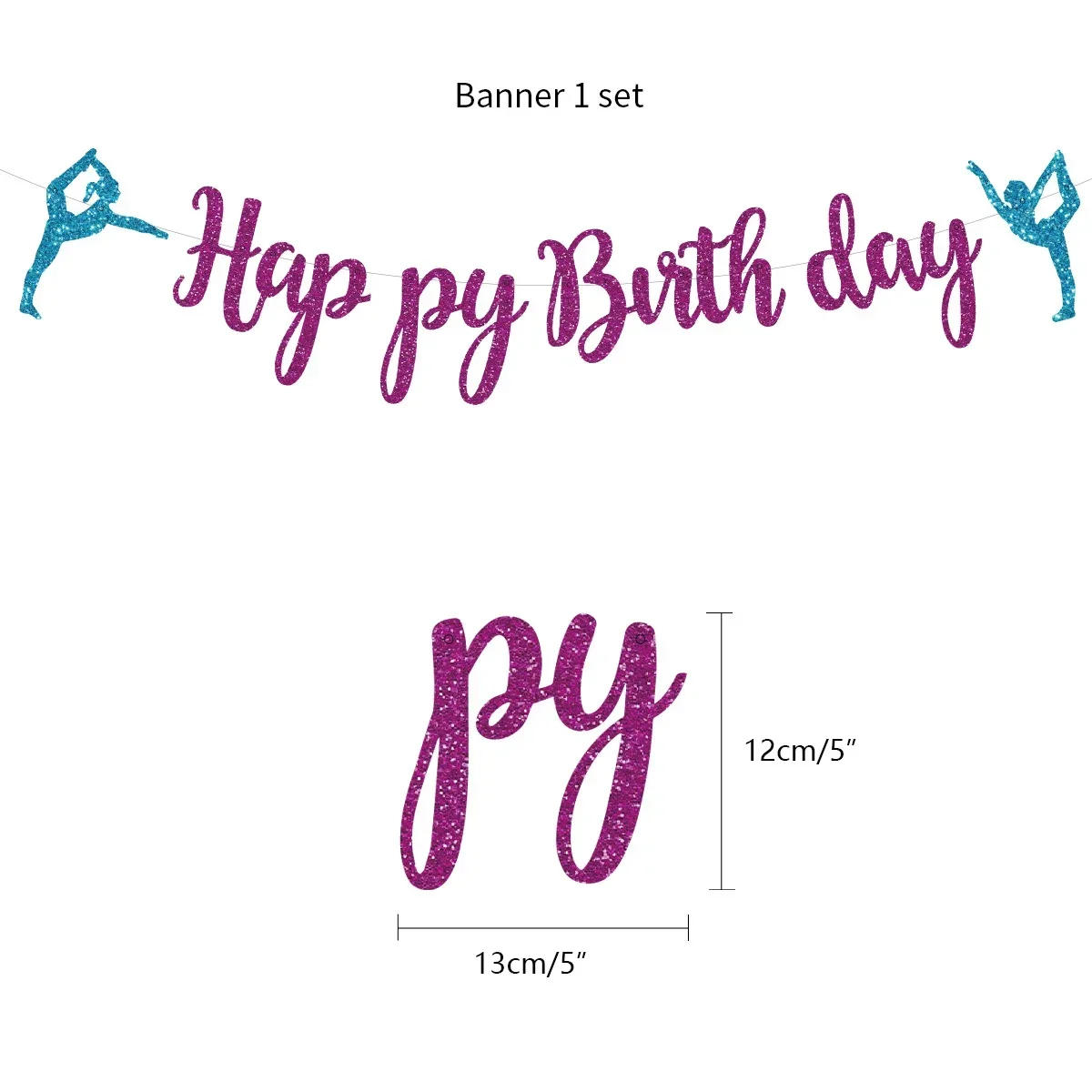 Description Picture 4 of itemSursurprise Gymnastics Theme Birthday Party Decoration Balloons Happy Birthday Banner Cake Topper Gymnast Girl Party Supplies