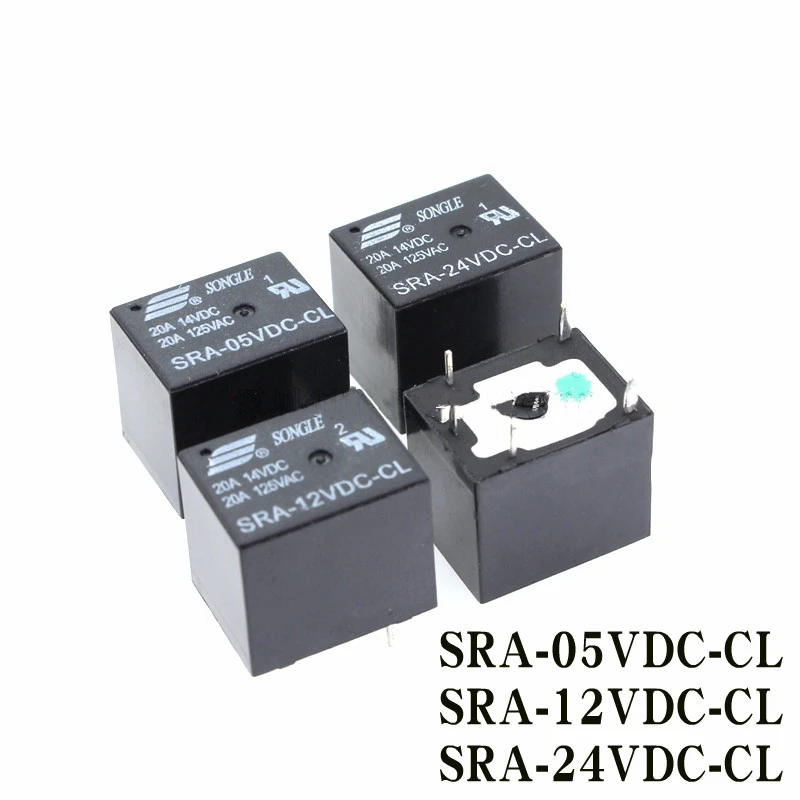 Description Picture 4 of item5Pcs 5V 12V 24V 20A DC Power Relay SRA-05VDC-CL SRA-12VDC-CL SRA-24VDC-CL 5Pin PCB Type in Stock Black Automobile Relay