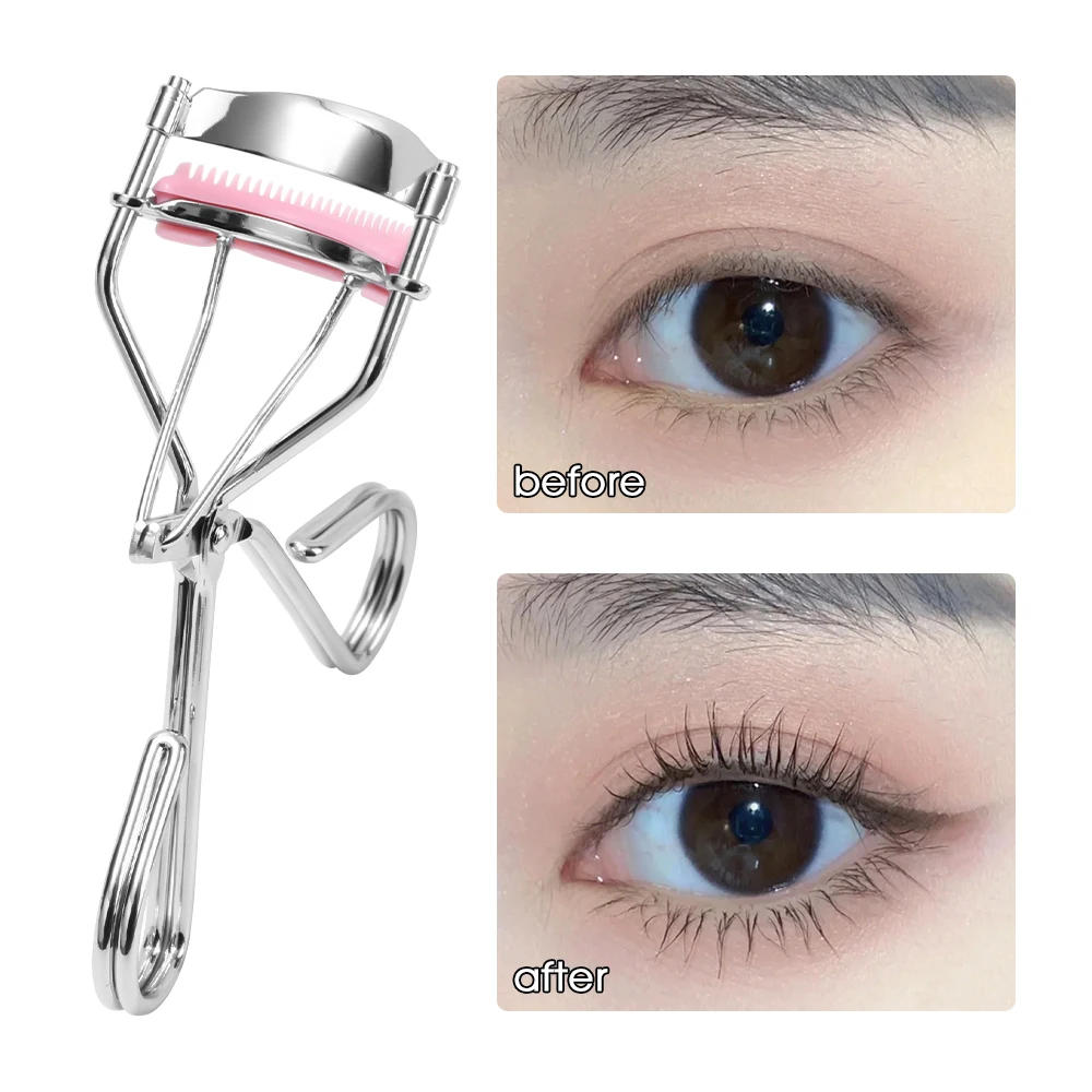 Description Picture 4 of itemProfessional Stainless Steel Eyelash Curler with Comb Portable Not Hurting Eyelashes Face Beauty Eyelash Curler Eye Makeup Tool