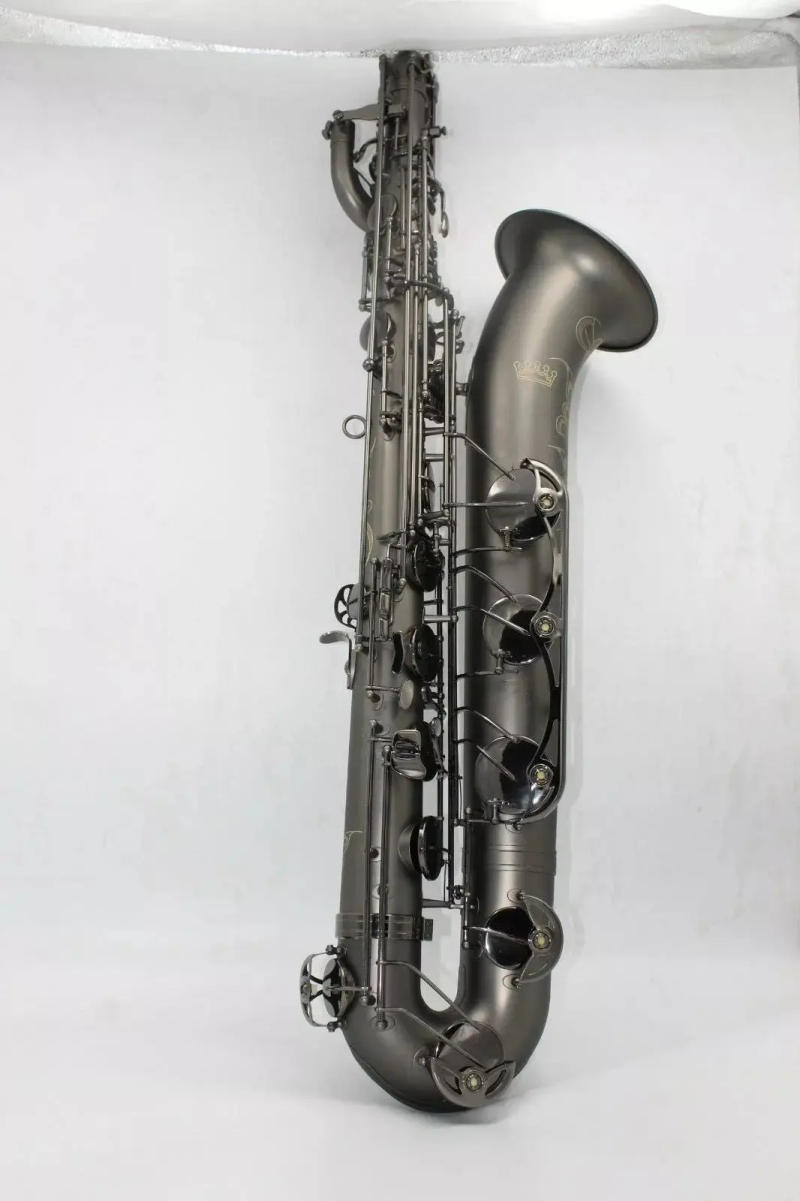 Description Picture 2 of itemHigh grade music Matt black Baritone Saxophone full body hand engraving