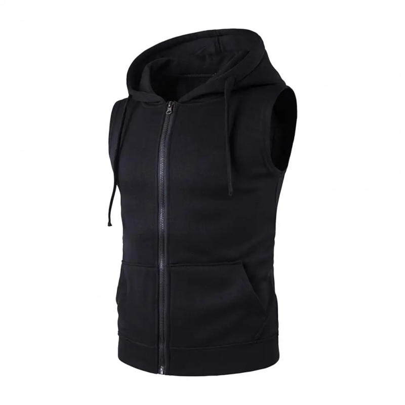 Description Picture 4 of itemMen Hooded Vest Jacket Men Summer Vest Jacket Men's Hooded Sleeveless Vest with Zipper Placket Pockets Summer for Outdoor