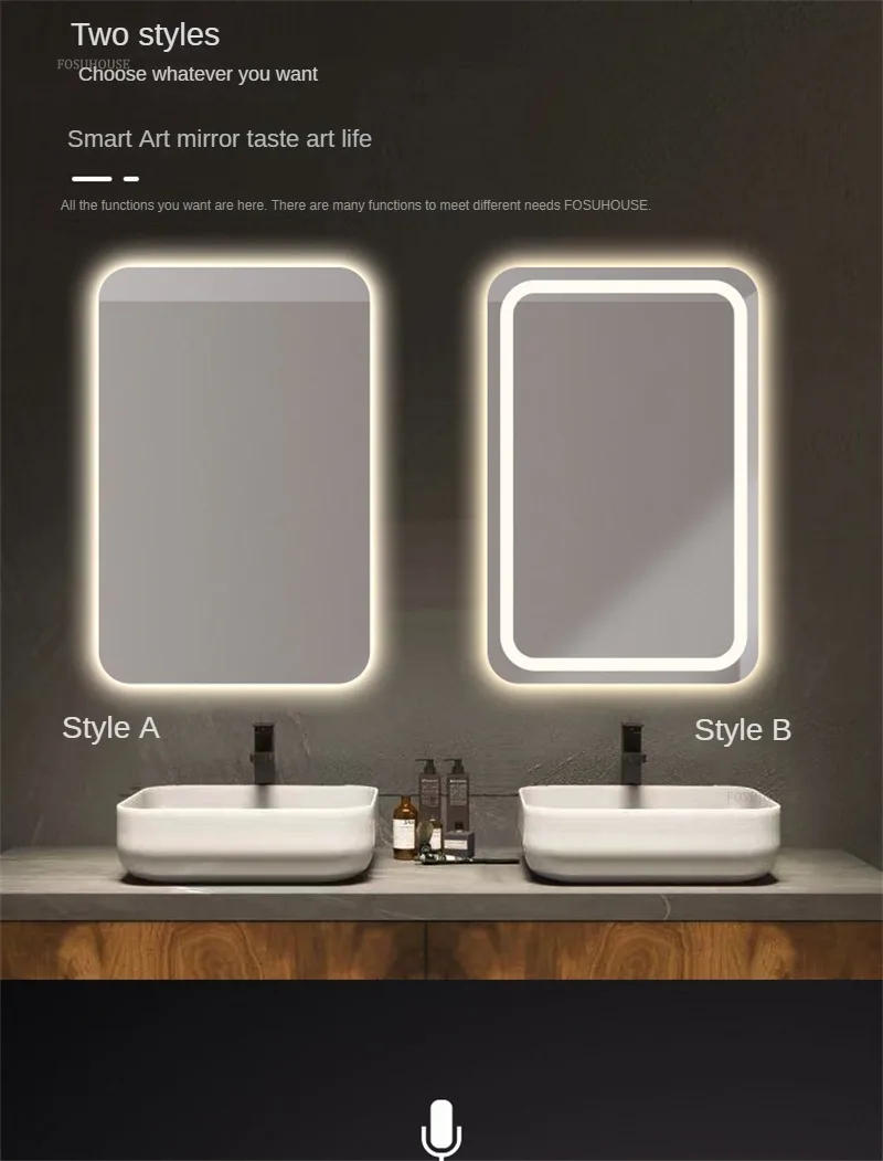 Description Picture 6 of itemNordic Smart Bath Mirrors Square Touch Screen Bathroom Mirror Home Wall-mounted Lighted Anti-fog Makeup Mirrors Bathroom Fixture