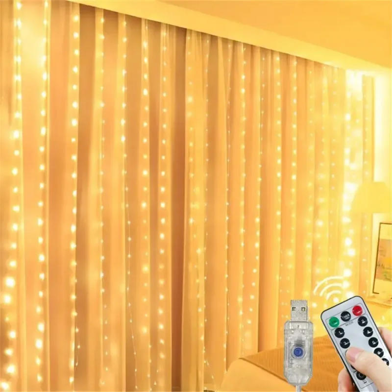 Description Picture 4 of itemUSB Festoon LED String Light 8 Mode Remote Christmas Fairy Garland Curtain Light Decor For Home Holiday Decorative New Year Lamp