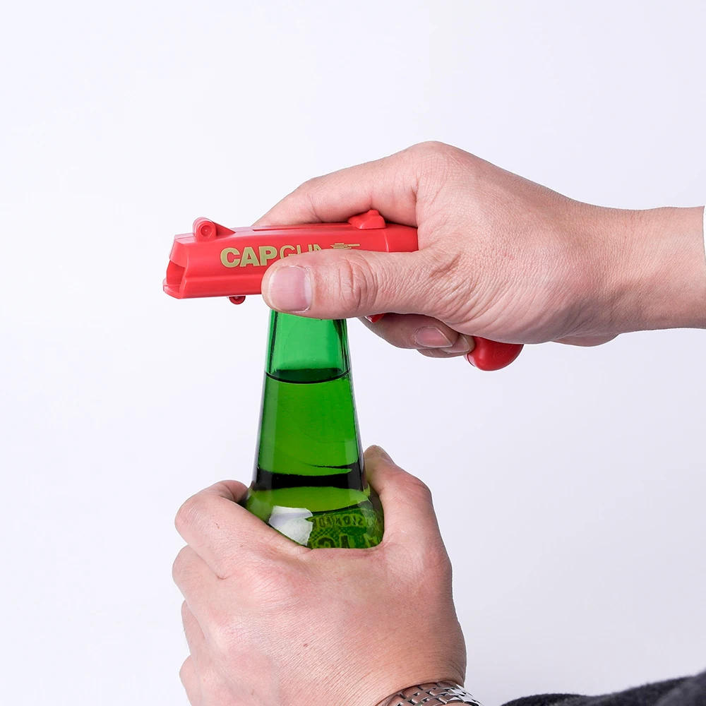 Description Picture 5 of itemCreative Can Opener Spring Cap Catapult Launcher Gun Shape Bar Tool Drink Opening Shooter Beer Bottle Opener Kitchen Gadget Set