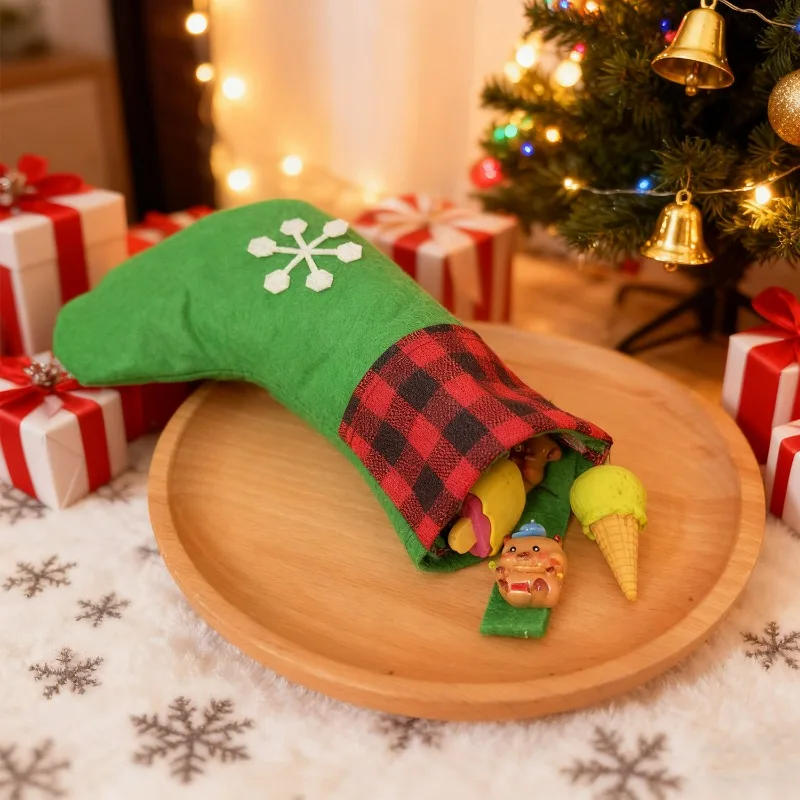 Description Picture 6 of itemChristmas Hanging Stockings Decor DIY Green Red Xmas Tree Ornaments Kids Candy Gift Storage Pouch Home New Year Party Supply