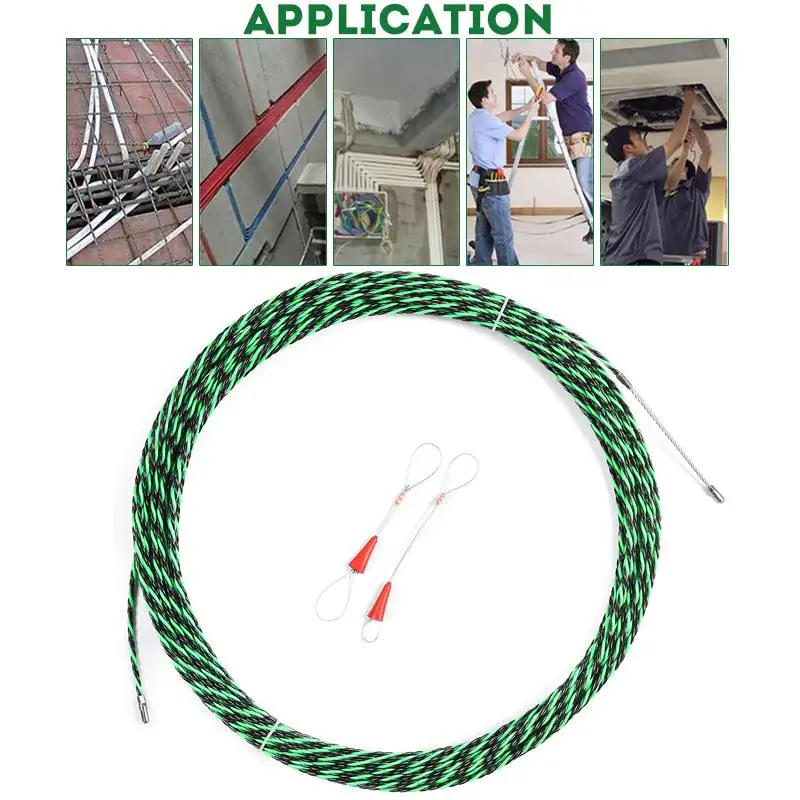 Description Picture 5 of item5-30M 5mm Green Guide Device Fiberglass Electric Cable Push Pullers Duct Snakes Fish Tape Wire + two Cable Tensioner