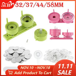100Set Badge Pin Button Maker Parts + 25/32/37/44/58mm Interchangeable Die Mold+Circle Cutter for DIY Making Pins Badge Button