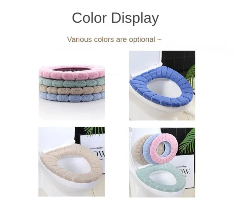Description Picture 5 of item1-20PCS Toilet Seat Cushion Household Winter Thickened Plush Toilet Seat Cushion Warmer Seat Cushion Toilet Seat Cover