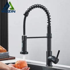 Matte Black Kitchen Faucet Pull Down Sprayer Gourmet Kitchen Faucets Dual Modes Nozzle Flexible Sink Mixer Taps Hot Cold Water