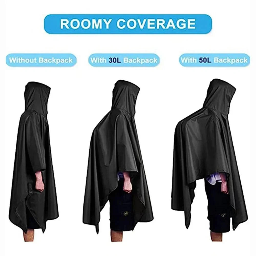 Description Picture 6 of item3 In 1 Outdoor Military Raincoat Hooded Sleeve Waterproof Rain Poncho Motorcycle Rain Cover Camping Hiking Travel Rainwear Tent