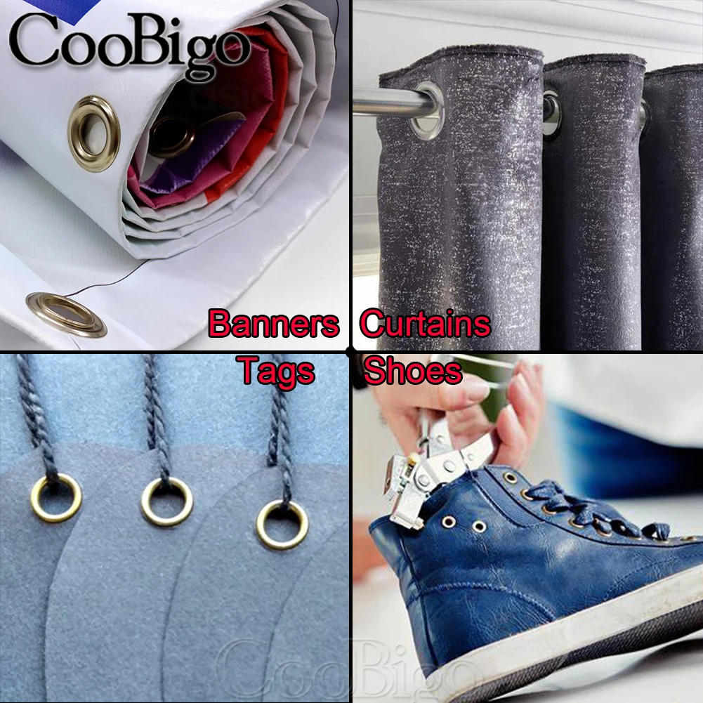 Description Picture 6 of item100sets Metal Eyelets Grommets Ring Kit for Clothes Shoe Repair Bag Leather Craft Sewing Scrapbooking Accessory Black Colored