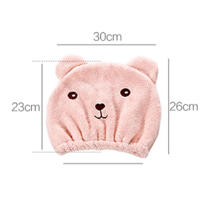 Description Picture 2 of itemLovely Little Bear Hair Drying Cap Towel Microfiber Quickly Dry Hair Shower Hat Wrapped Towels Bathing Cap Bathroom Accessories
