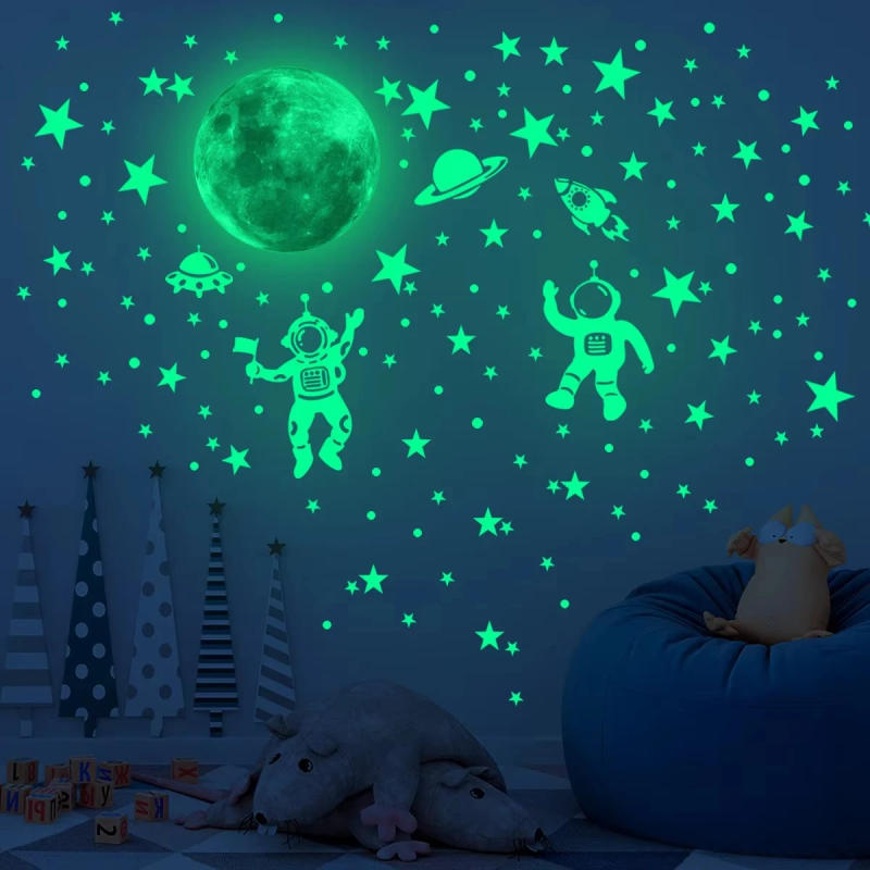 Description Picture 4 of item3D Luminous Moon Stars Wall Stickers for Kids Room Bedroom Decor Glow in The Dark Earth DIY Stickers Fluorescent Home Decor
