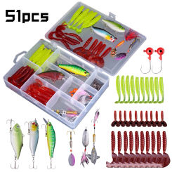 51Pcs Fishing Lures Kit Multifunction Lure Tackle Kit Rust Proof Biomimetic Fish Bait for Outdoor Fishing Accessories Tool
