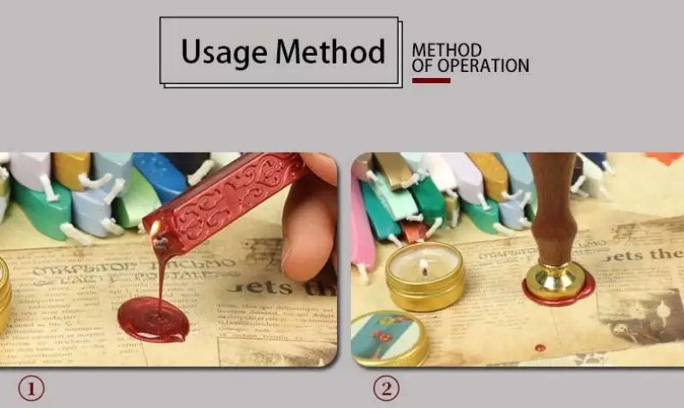 Description Picture 5 of itemConvenient DIY Handmade Wax Seal Sticks Antique Sealing Candle Sticks With Wick For Postage Letter Retro Vintage Wax Seal Stamp