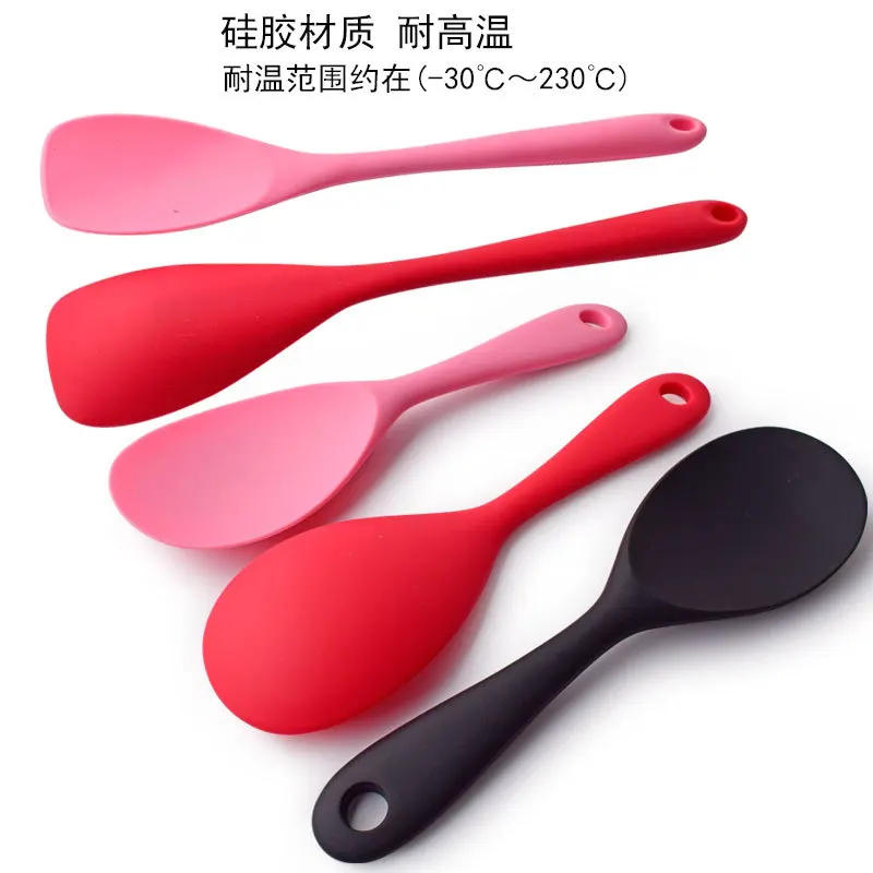 Description Picture 3 of itemHanging Silicone Rice Spoon Kitchen Ladle Non-stick Saucepan Electric Rice Cooker Cooking Scoop with Holes Household Items