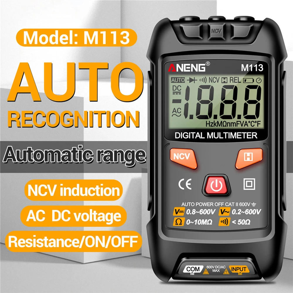 Description Picture 5 of itemPortable M113 Intelligent Mini Multimeter Digital 1999 Counts AC/DC Voltage Meter Ohm NCV Measuring Instruments Electricity Tool