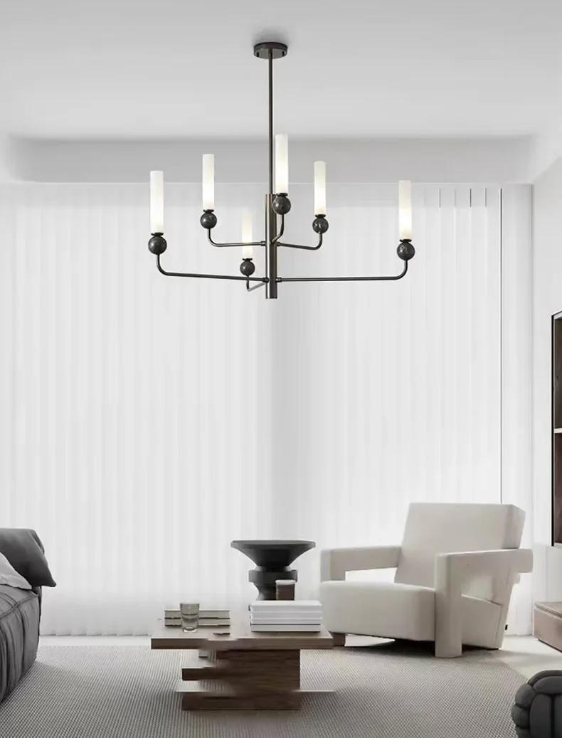 Description Picture 2 of itemModern Simple Chandelier Luxury Marble Ball Brass Lustre Light Fixture Parlor Bedroom Restaurant Study Home Decoration Luminaria