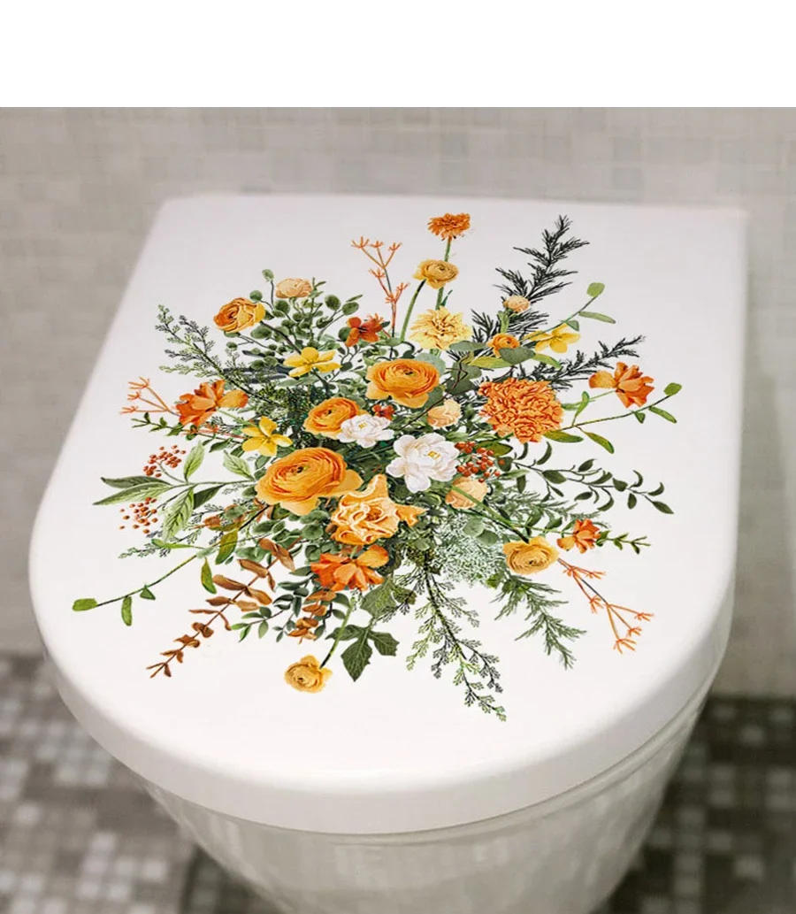 Description Picture 6 of itemGreen Plant Leaves Wall Sticker Bathroom Toilet Sticker WC Self Adhesive Mural Beautify Flower Home Bathroom Decoration Decals