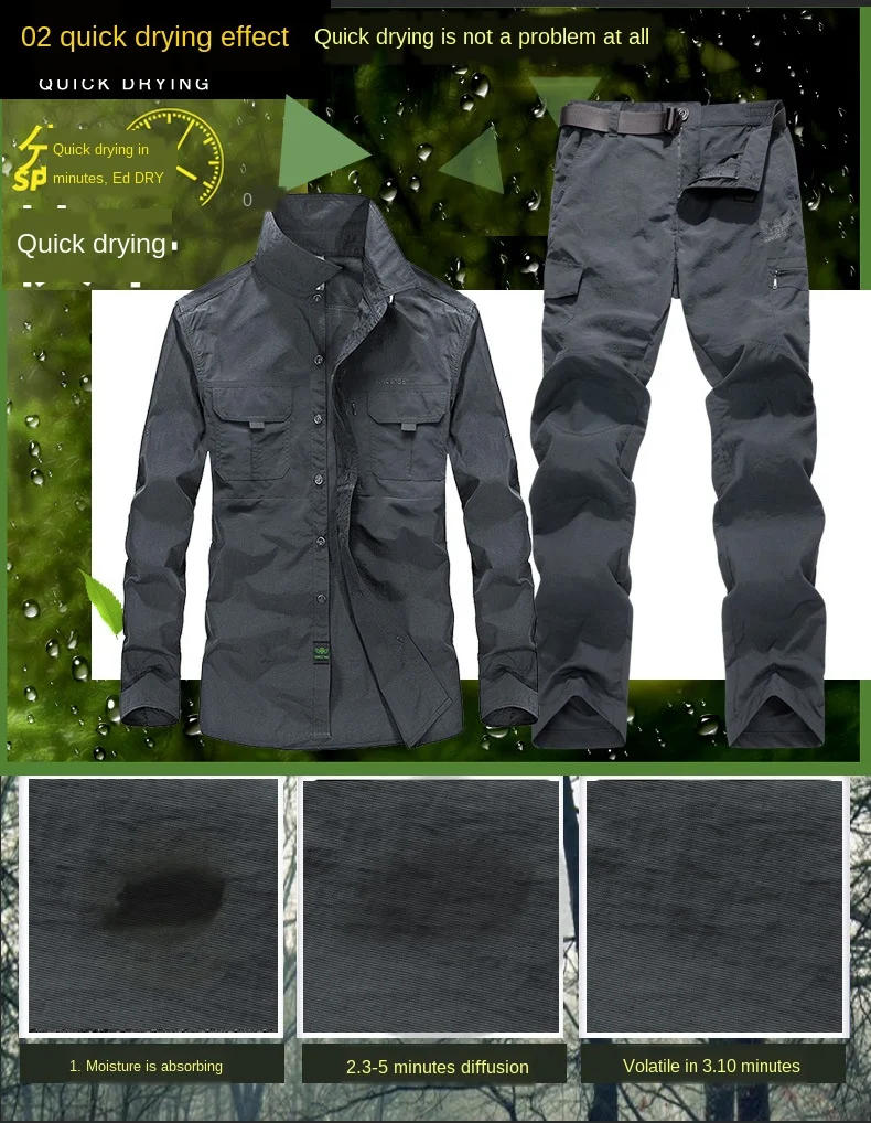 Description Picture 6 of itemMen Fishing Shirts Men Light Quick-dry UPF40+ Hiking Shirt Working Wear Shirt Camisa Outdoor UV Shirts Fishing Shirt Plus Size