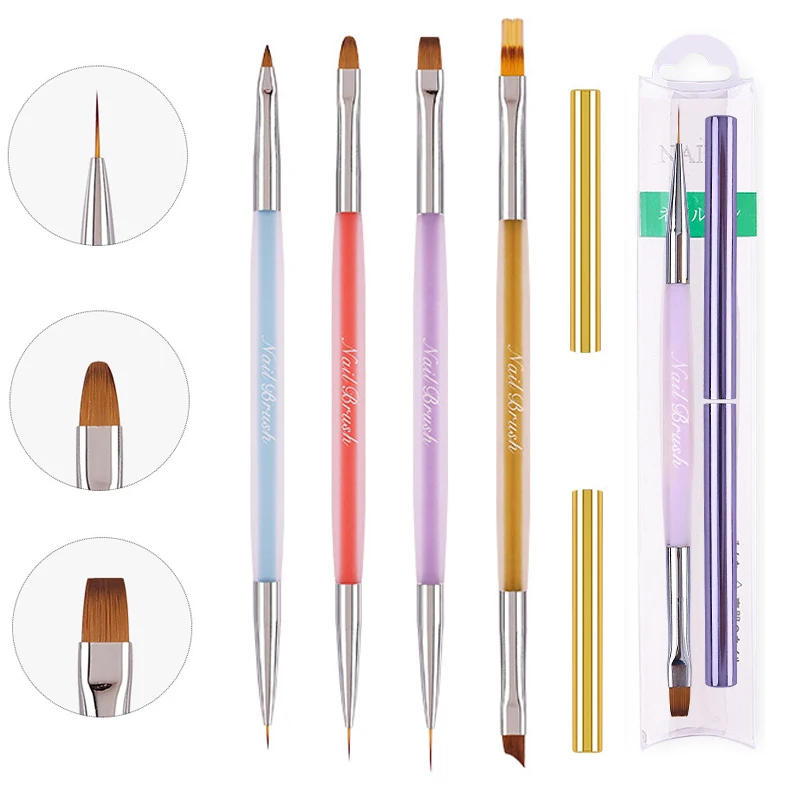 Description Picture 2 of itemDouble Head Nail Brush Liner Brush Painting Pen Acrylic UV Gel Extension Builder Brushes Crystal Nail Art Manicure Tools