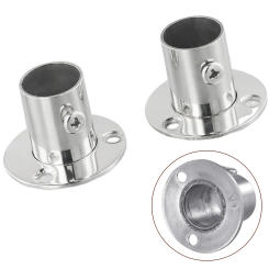 Rail Rod Pole Steel Wardrobe Bracket Flange Socket End Support Wardrobe Bracket Glossy Socket Clothes Hanging Bar