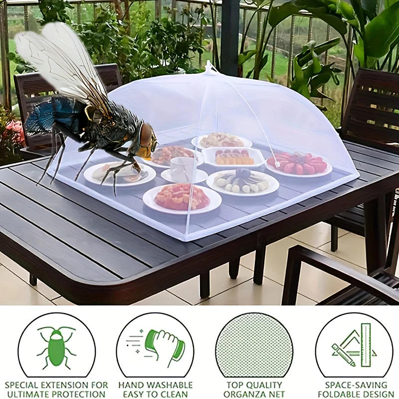 Description Picture 2 of item1pc Portable Mesh Food Covers Tent Umbrella Design for Outdoor Picnic BBQ Food Net Kitchen Gadgets