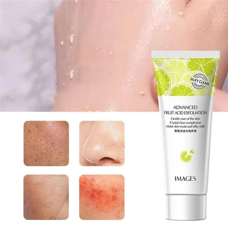 Description Picture 3 of itemFace Exfoliating Gel Fruit Acid Facial Exfoliator Scrub Cleanses Whitening Acne Blackhead Treatment Shrink Pores Skin Care 80g
