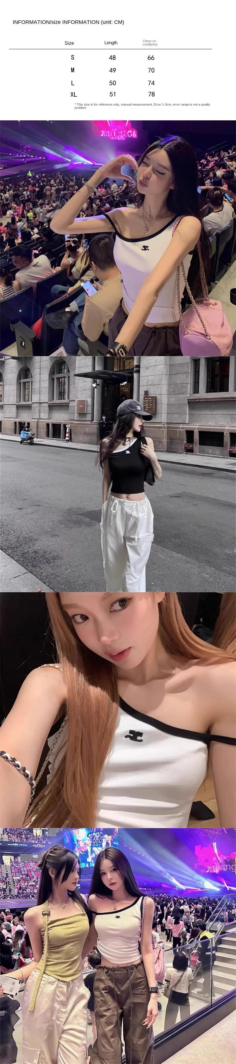 Description Picture 2 of itemhot Girls Slant Shoulder Strapless Halter Small Vest Female Summer Outside Korean Niche Design Sense Sleeveless Slim Thin