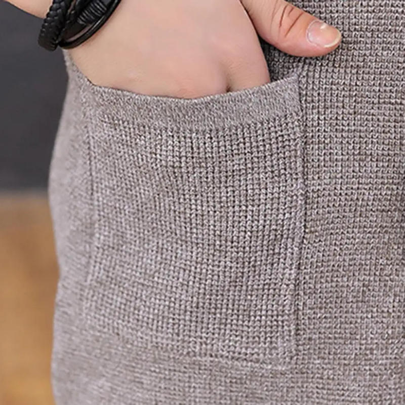 Description Picture 3 of itemMen Knitted Sweater Elegant Men's Single-breasted Knitwear Coat with Pockets Slim Fit Solid Color Soft Warm Long Sleeve for Fall