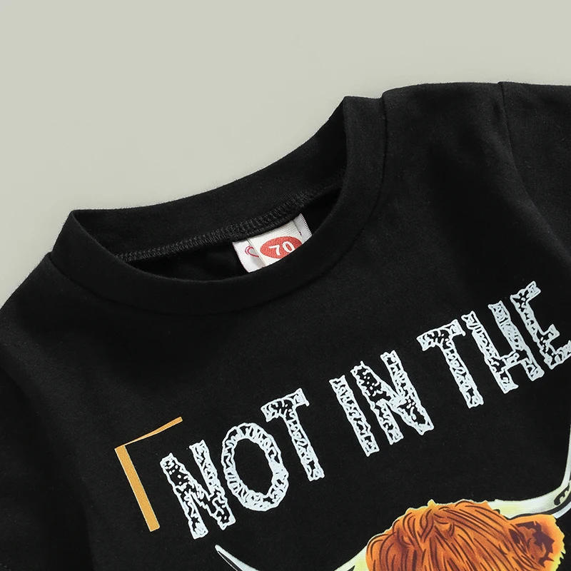 Description Picture 5 of itemBoys Girls Pants Suit Casual Street Party Short Sleeve Kids Tops Bull Print Long Pants