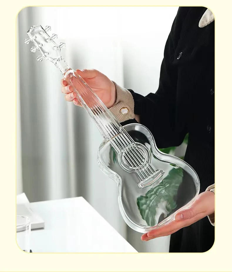 Description Picture 5 of itemHigh Boron Silicon Glass Wine Bottle Guitar Violin Decanter Red Wine Set Thickened Transparent Craft Decanter Bottle Decoration