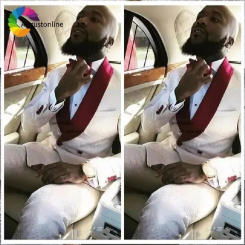 Custom Made Printed Pattern White Men Wedding Suits Elegant Slim Fit Groom Tuxedo Costme Homme Blazer Jacket Pants 2 Piece