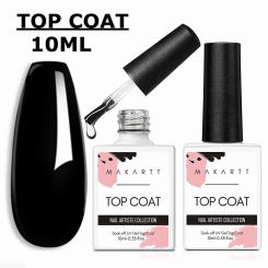 2 PCS Top Coat Kit, MAKARTT Soak Off Nail Gel No Wipe Top Coat 10ml for UV LED Gels Polish Nails Extension Gel 3D sculpting Gel