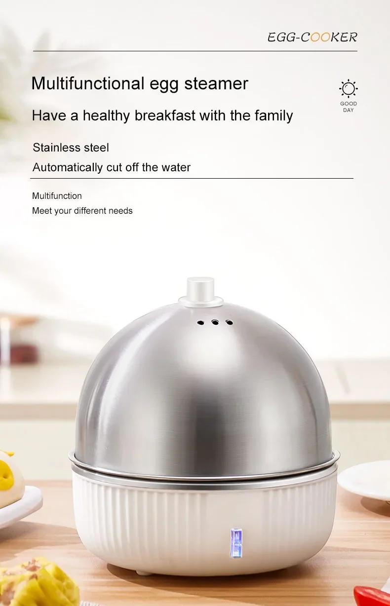 Description Picture 2 of itemDMWD Household Electric Egg Steamer Boiler Stainless Steel Automatic Multi Food Cooker 7 Eggs Egg Custard Steaming Cooker 220V