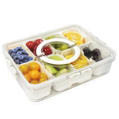 Kitchen Portable 8 Grids Divided Serving Tray Storage Box Sub-format Seasoning Separator Box Fresh-keeping Snack Fruits Food Box
