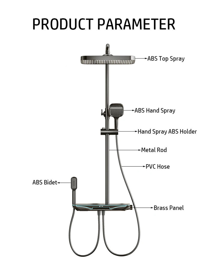 Description Picture 4 of itemHot Cold Shower Mixer Faucet Bathroom LED Digital Atmosphere Thermostatic Shower System Bathtub Wall Mount SPA Rain Bath Tap Set