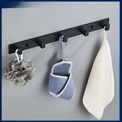 Thicked Bathroom Towel Hook Wall Hanging Door Hook Closet Organizer Hanger Punch-free Storage Rack Multifunction Single Row Hook