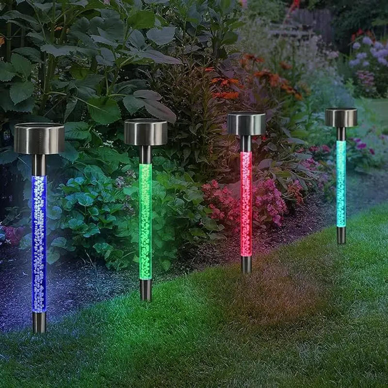 Description Picture 5 of item2 Packs Solar Garden Lights Bubble Garden Stakes Color Changing LED Outdoor Waterproof Lawn Pathway Yard Art Festive Decor Light