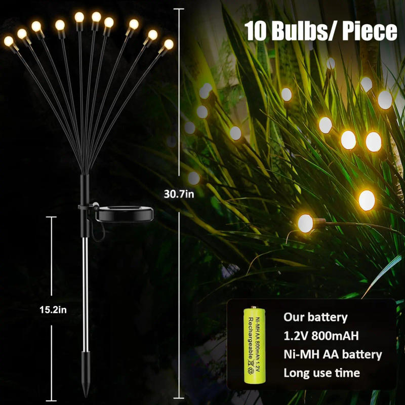 Description Picture 4 of item10 LED Solar Garden Lights Firefly Waterproof Solar Lights Outdoor for Yard Patio Pathway Christmas Decorations Solar Lamp
