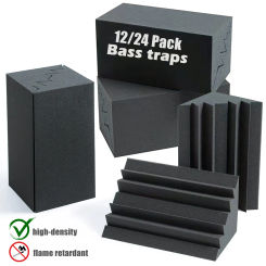 12/24Pack Studio Acoustic Foam Bass Traps 12x12x24cm Soundproof Insulation Wall Panels Corner Low-Frequency Sound Absorption