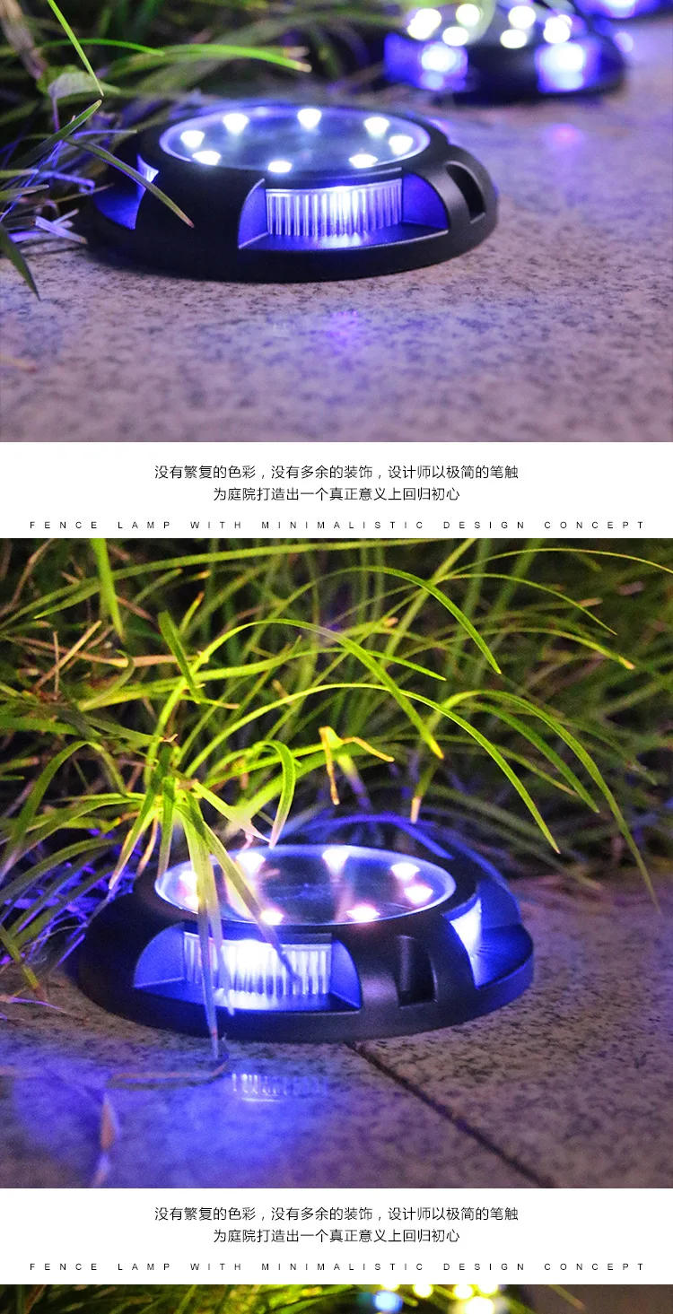Description Picture 5 of item12LED Solar Power Disk Light Outdoor Garden Solar Underground Light Deck Light Spotlight Buried Solar Led Lamp Garden Decor