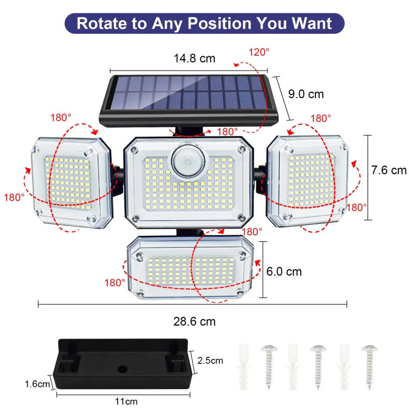 Description Picture 3 of itemWaterproof Solar Powered 333 LED Flood Light Outdoor Motion Sensor Security Street Lamp Sconce Spotlights for Garden Decoration