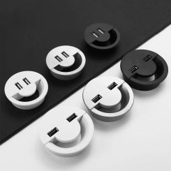 50MM Wire Hole Cover Round Home Office Table Outlet Port Line Box Computer Desk Cord Grommet With 2 Port USB Cable Organizer